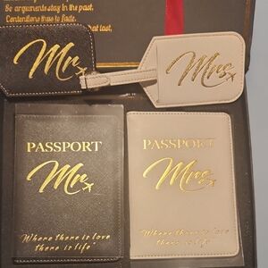 Mr and Mrs Passport Holder Set with Luggage Tags